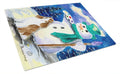 English Springer Spaniel with Artist Snowman Cutting Board Tempered Glass Kitchen Cutting Surface, Heat Resistant Chopping, Non-Slip Feet, Food Prep & Serving