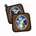 English Springer Spaniel with Artist Snowman Pot Holder Set of 2 Heat Resistant Quilted Hot Pads 7.5 x 7.5 Inch, Insulated Kitchen Trivets for Cooking & Baking