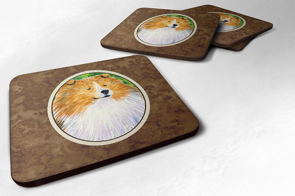 Sheltie Foam Coasters Set of 4 Cup Coasters for Indoor Outdoor, Tabletop Protection, Anti Slip, Mouse pad Material