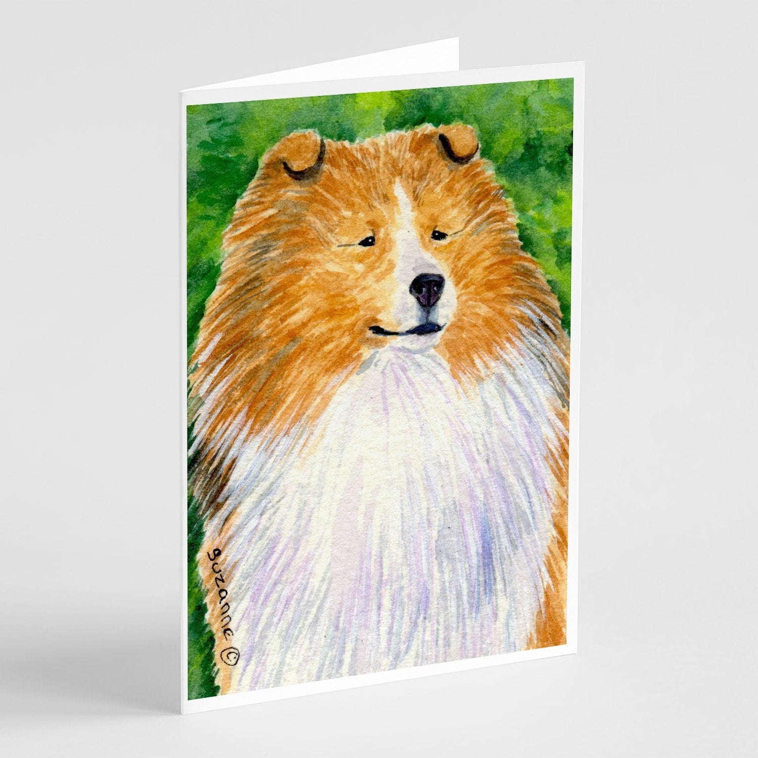 Sheltie Greeting Cards Pack of 8 Blank Cards with Envelopes Whimsical A7 Size 5x7