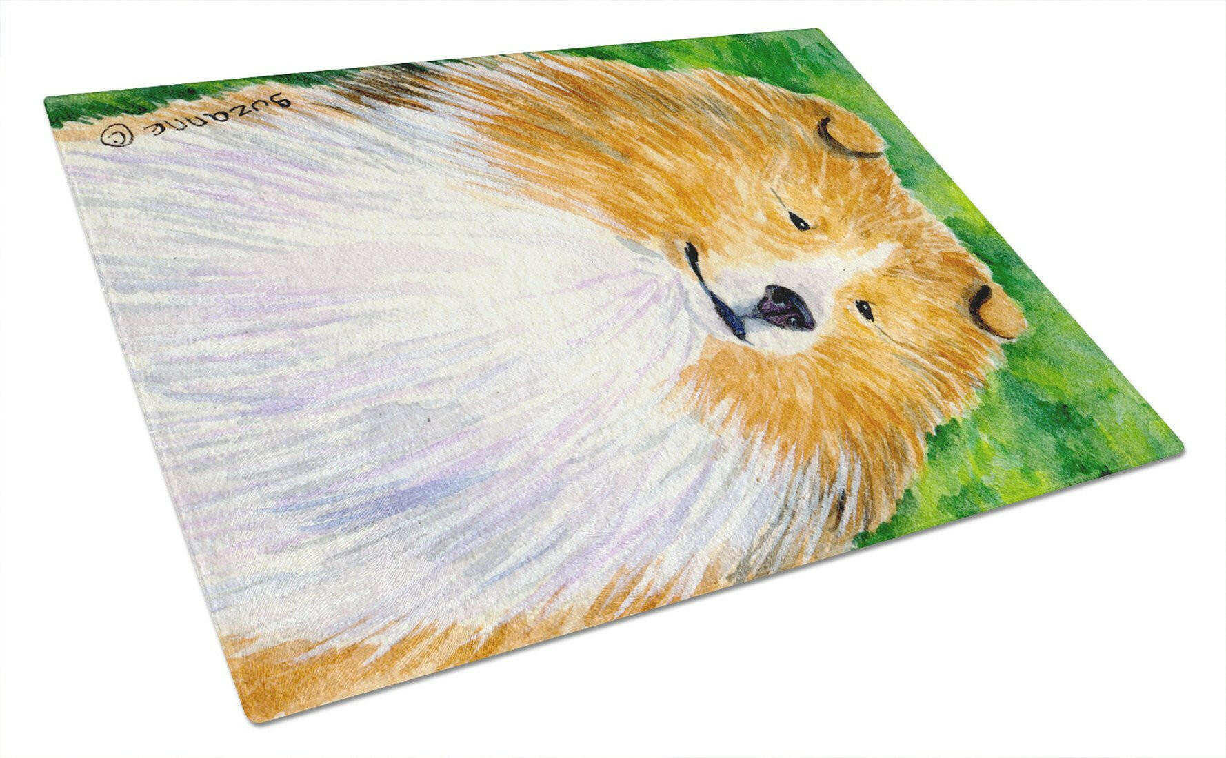 Sheltie Cutting Board Tempered Glass Kitchen Cutting Surface, Heat Resistant Chopping, Non-Slip Feet, Food Prep & Serving