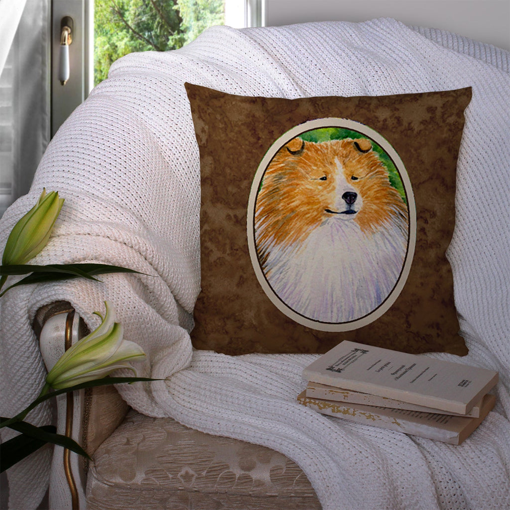 Sheltie Decorative Throw Pillow 14x14 Indoor Outdoor Accent Cushion, Fabric Cover with Insert for Sofa, Bed, Porch & Living Room