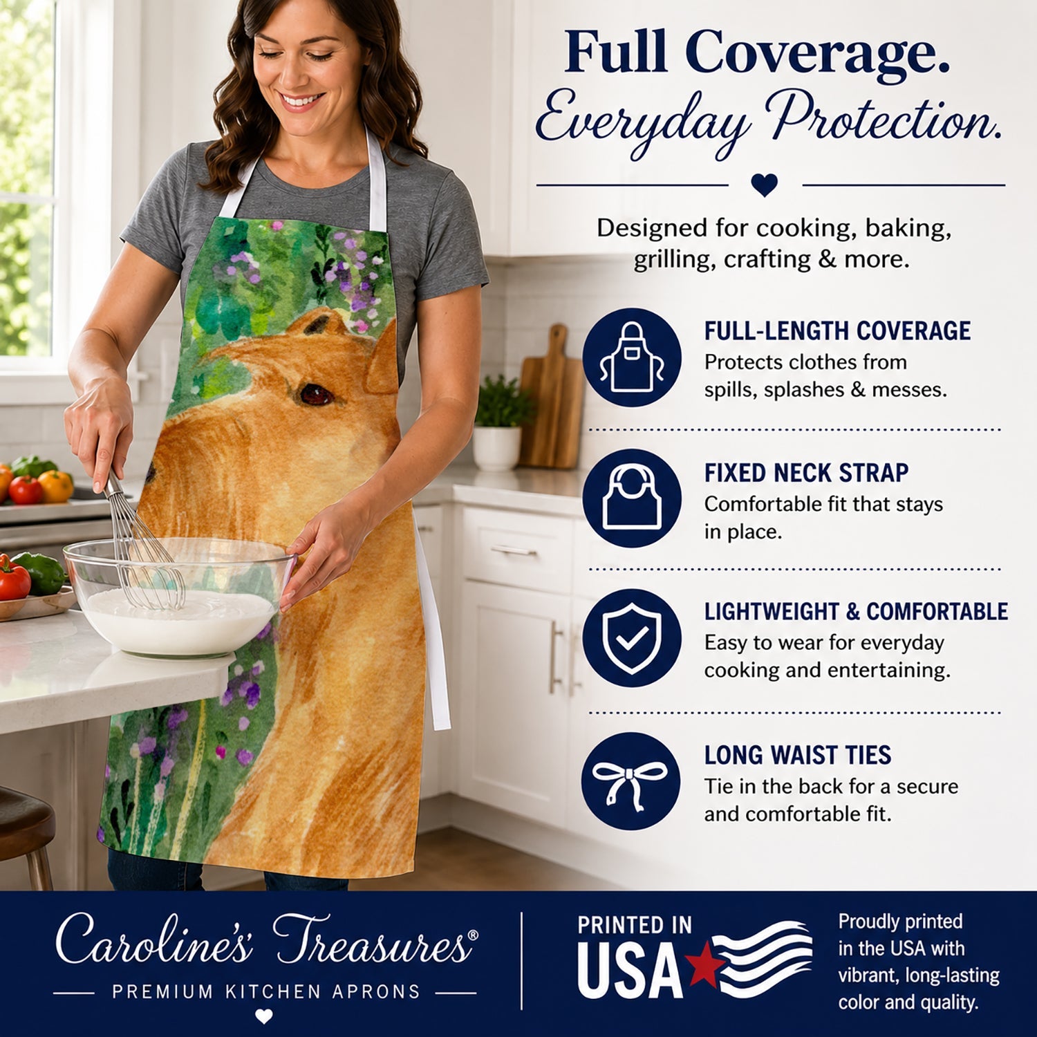 Irish Terrier Apron Cooking Kitchen Server Baking Crafts Gardening for Adult Women Men, Unisex, Large, Multicolor