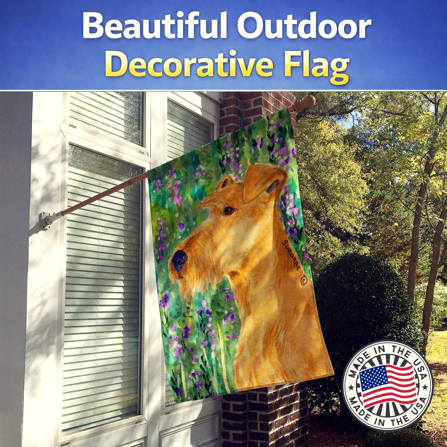 Irish Terrier House Flag 28x40 Porch Sleeve Pole Decorative Outside Yard Banner Artwork Wall Hanging, Polyester