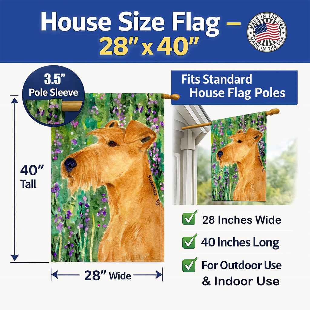 Irish Terrier House Flag 28x40 Porch Sleeve Pole Decorative Outside Yard Banner Artwork Wall Hanging, Polyester