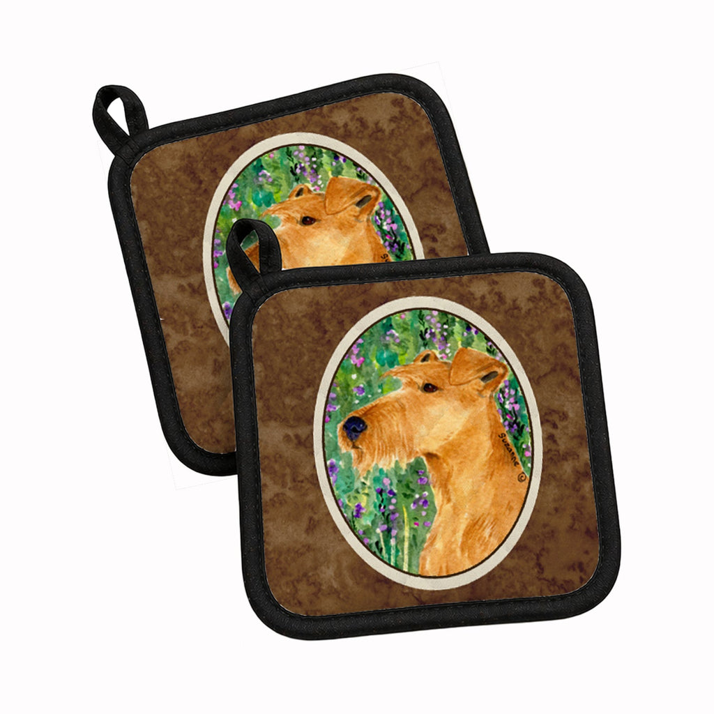 Irish Terrier Pot Holder Set of 2 Heat Resistant Quilted Hot Pads 7.5 x 7.5 Inch, Insulated Kitchen Trivets for Cooking & Baking