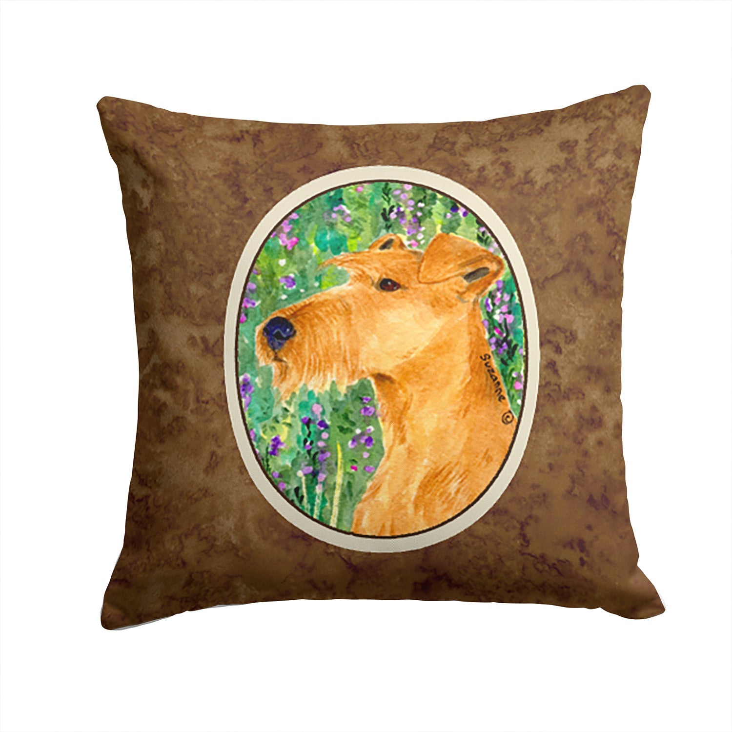 Irish Terrier Decorative Throw Pillow 14x14 Indoor Outdoor Accent Cushion, Fabric Cover with Insert for Sofa, Bed, Porch & Living Room