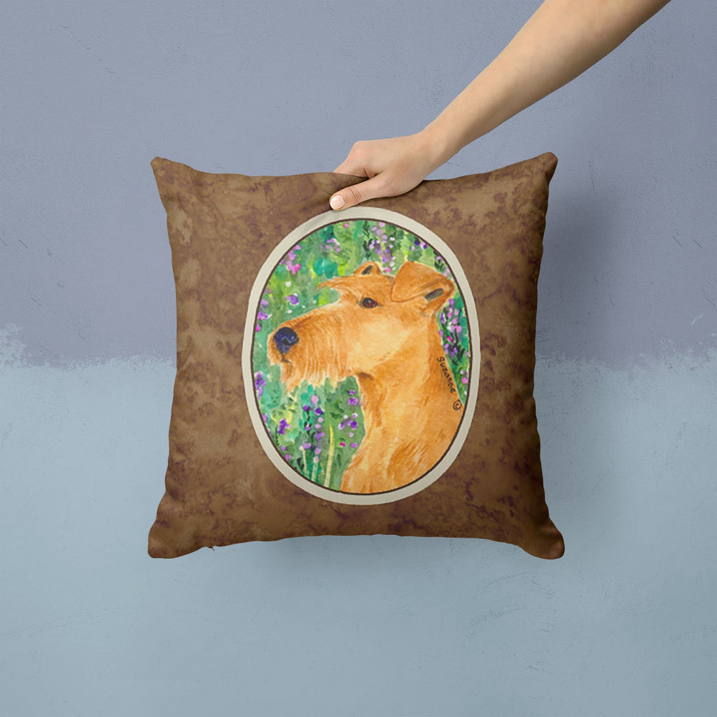 Irish Terrier Decorative Throw Pillow 14x14 Indoor Outdoor Accent Cushion, Fabric Cover with Insert for Sofa, Bed, Porch & Living Room
