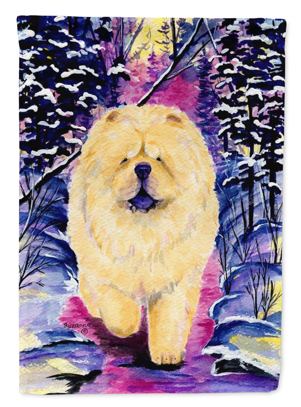 Chow Chow House Flag 28x40 Porch Sleeve Pole Decorative Outside Yard Banner Artwork Wall Hanging, Polyester
