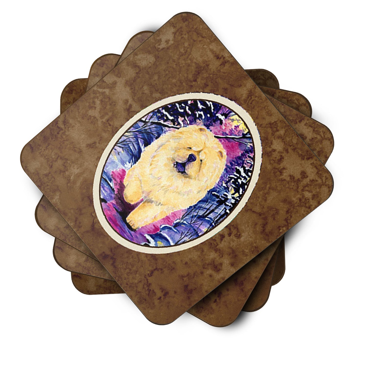 Chow Chow Foam Coasters Set of 4 Cup Coasters for Indoor Outdoor, Tabletop Protection, Anti Slip, Mouse pad Material