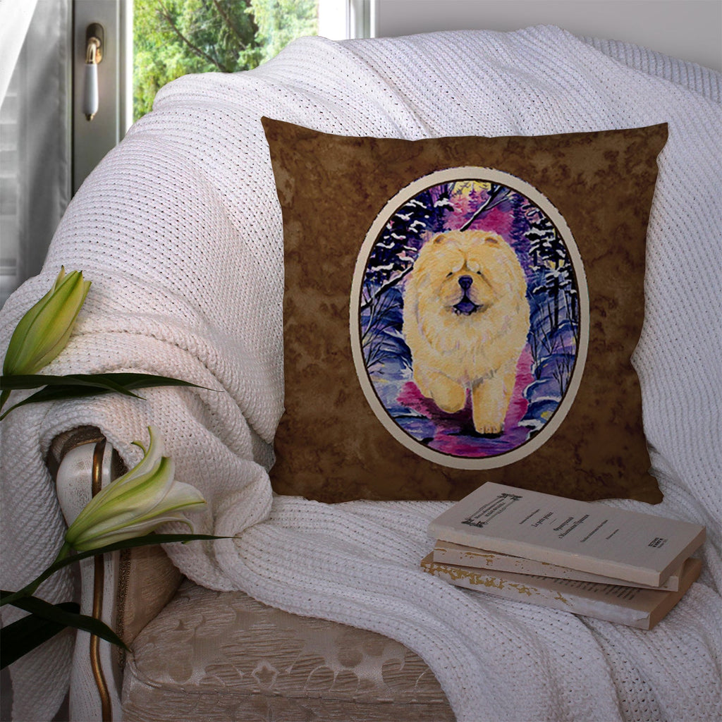Chow Chow Decorative Throw Pillow 14x14 Indoor Outdoor Accent Cushion, Fabric Cover with Insert for Sofa, Bed, Porch & Living Room