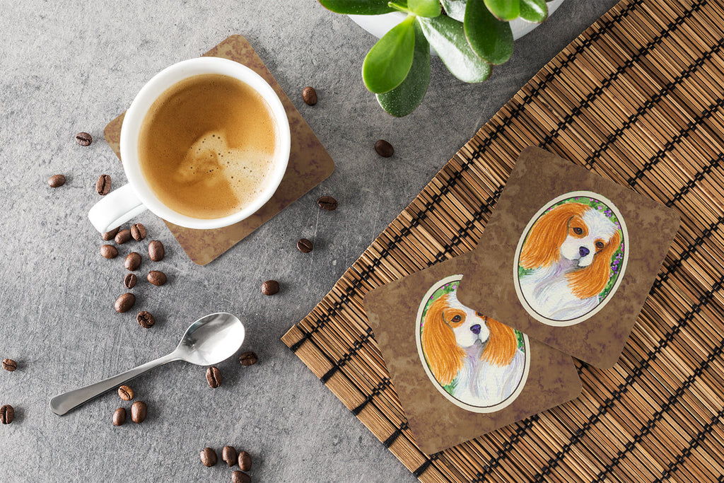 Cavalier Spaniel Foam Coasters Set of 4 Cup Coasters for Indoor Outdoor, Tabletop Protection, Anti Slip, Mouse pad Material
