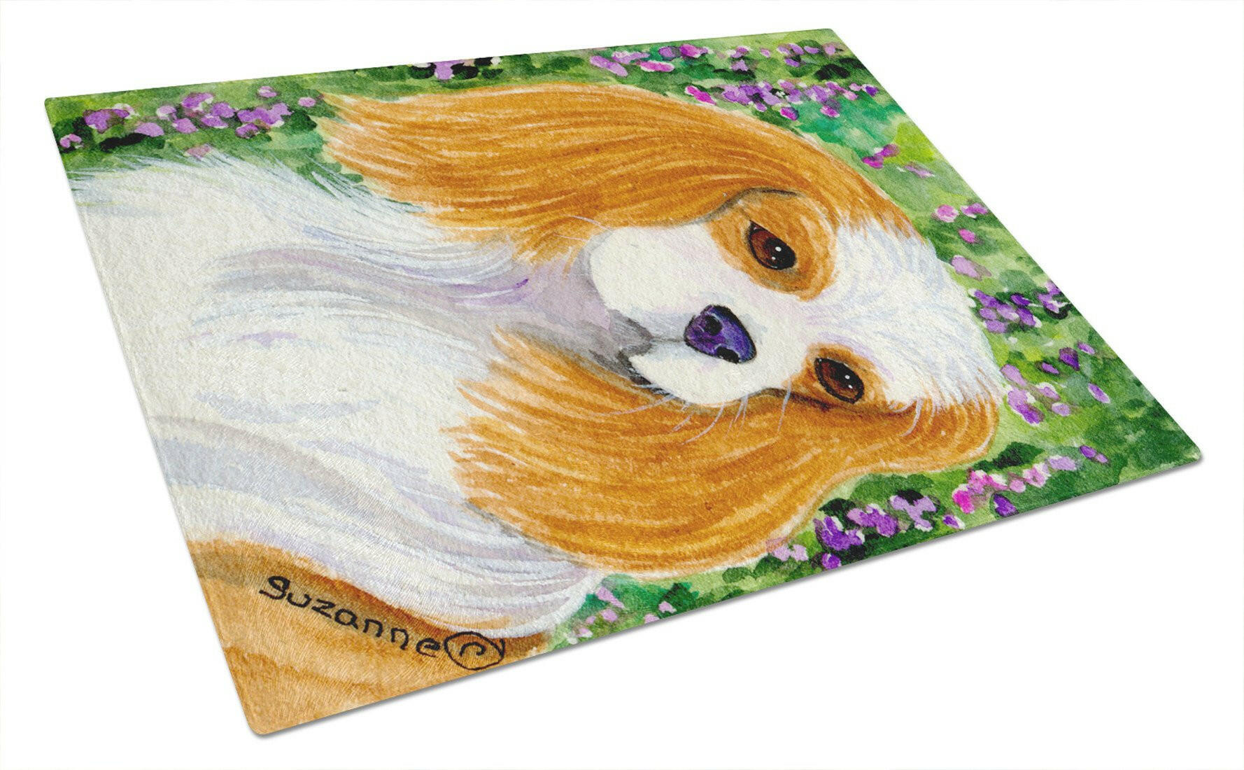 Cavalier Spaniel Cutting Board Tempered Glass Kitchen Cutting Surface, Heat Resistant Chopping, Non-Slip Feet, Food Prep & Serving