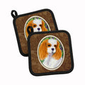 Cavalier Spaniel Pot Holder Set of 2 Heat Resistant Quilted Hot Pads 7.5 x 7.5 Inch, Insulated Kitchen Trivets for Cooking & Baking