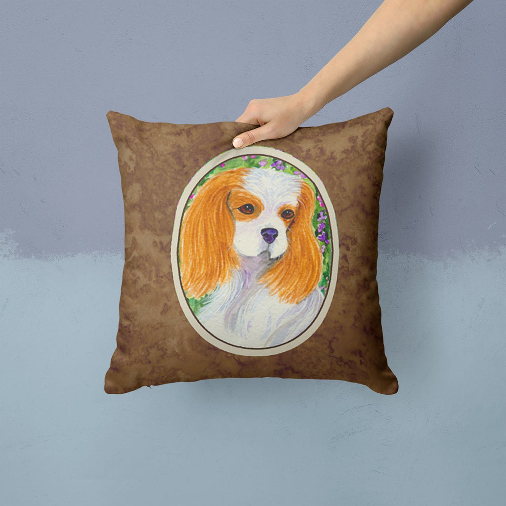 Cavalier Spaniel Decorative Throw Pillow 14x14 Indoor Outdoor Accent Cushion, Fabric Cover with Insert for Sofa, Bed, Porch & Living Room
