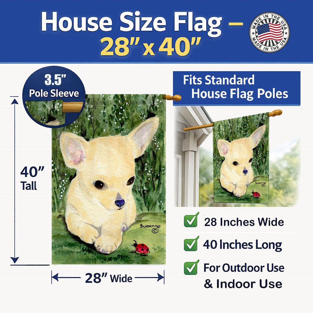 Chihuahua House Flag 28x40 Porch Sleeve Pole Decorative Outside Yard Banner Artwork Wall Hanging, Polyester