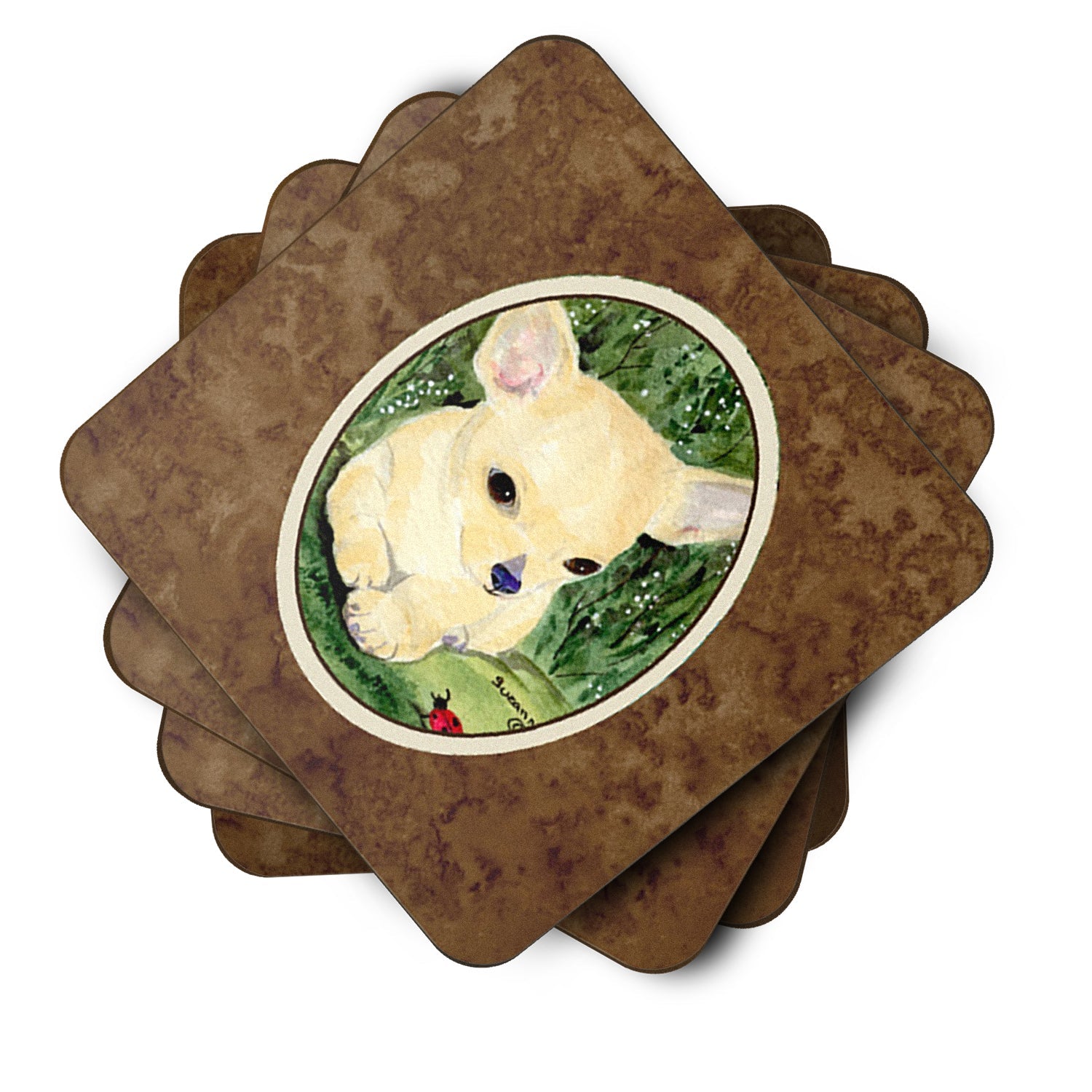 Chihuahua Foam Coasters Set of 4 Cup Coasters for Indoor Outdoor, Tabletop Protection, Anti Slip, Mouse pad Material