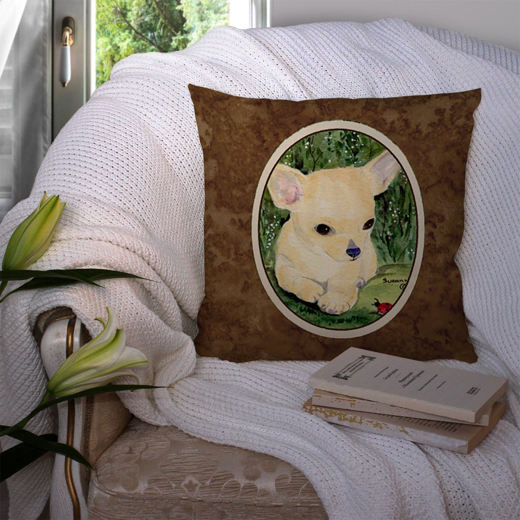 Chihuahua Decorative Throw Pillow 14x14 Indoor Outdoor Accent Cushion, Fabric Cover with Insert for Sofa, Bed, Porch & Living Room