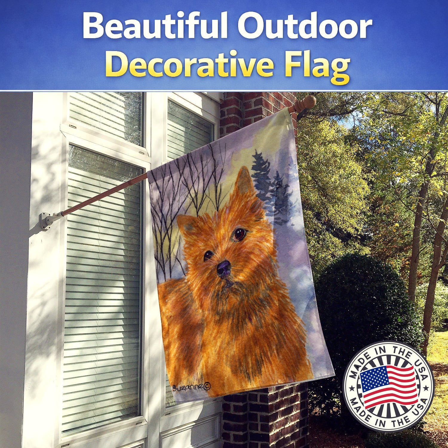 Norwich Terrier House Flag 28x40 Porch Sleeve Pole Decorative Outside Yard Banner Artwork Wall Hanging, Polyester