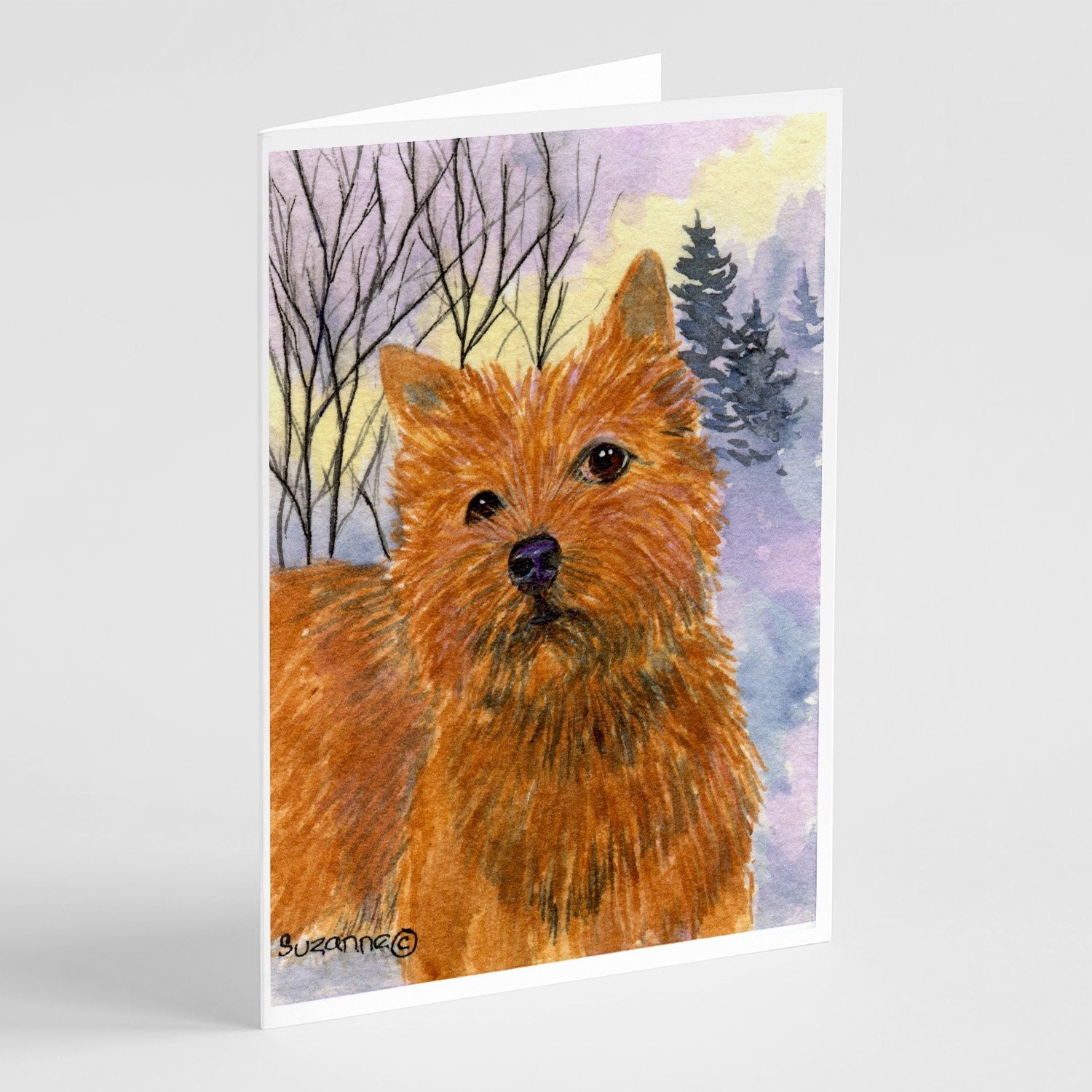 Norwich Terrier Greeting Cards Pack of 8 Blank Cards with Envelopes Whimsical A7 Size 5x7