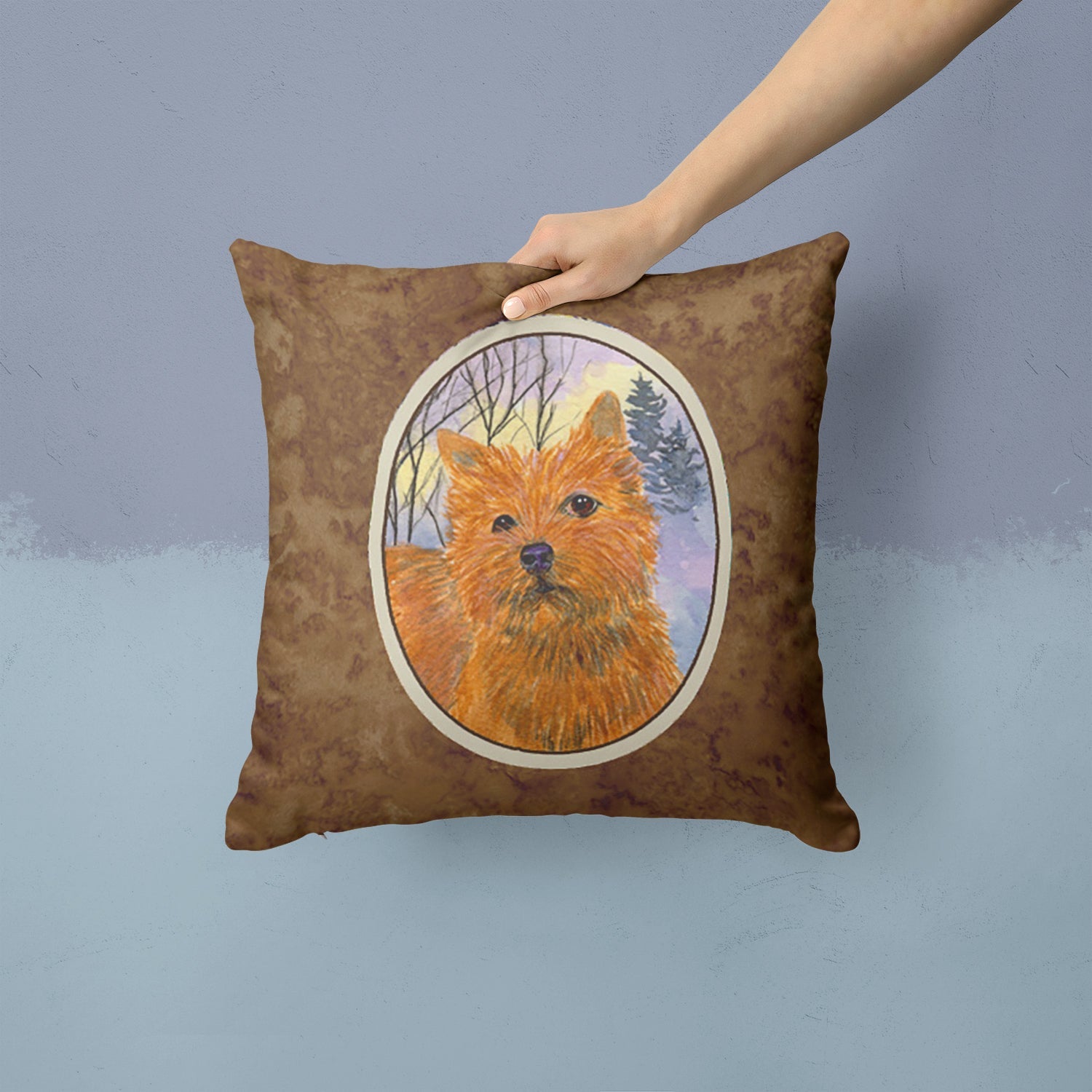 Norwich Terrier Decorative Throw Pillow 14x14 Indoor Outdoor Accent Cushion, Fabric Cover with Insert for Sofa, Bed, Porch & Living Room