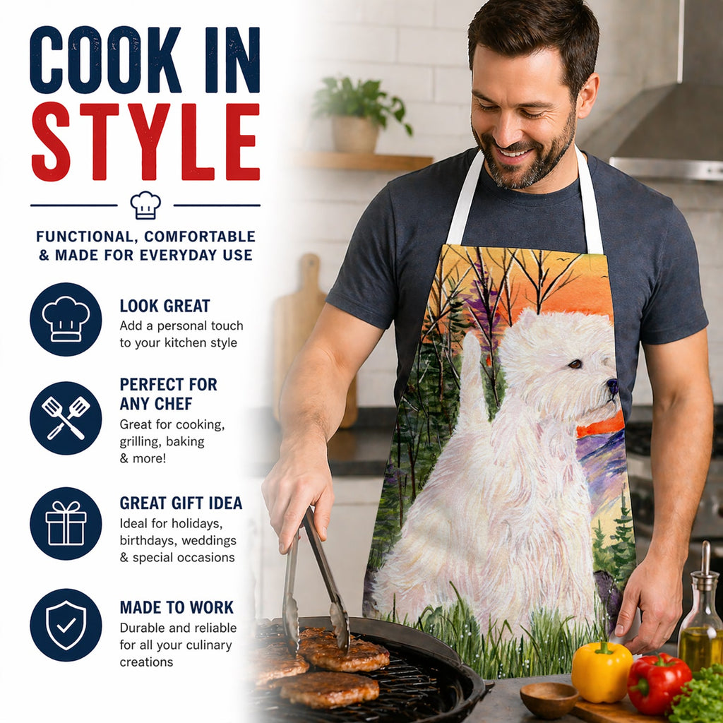 Westie Apron Cooking Kitchen Server Baking Crafts Gardening for Adult Women Men, Unisex, Large, Multicolor
