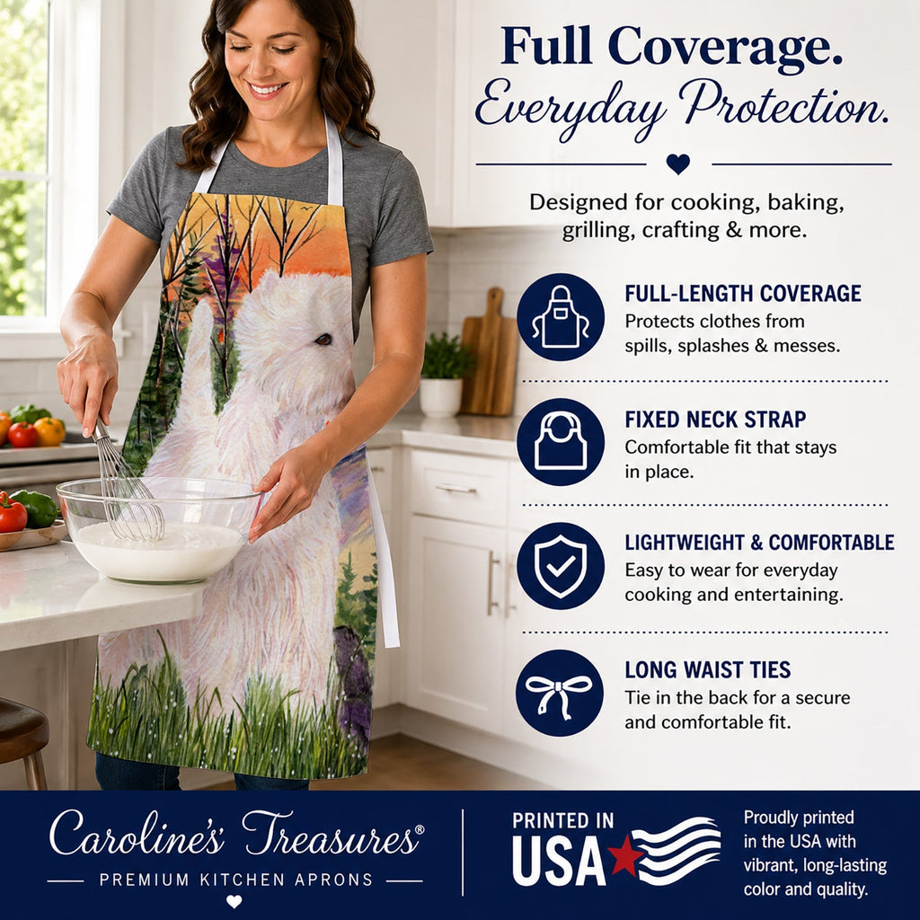 Westie Apron Cooking Kitchen Server Baking Crafts Gardening for Adult Women Men, Unisex, Large, Multicolor