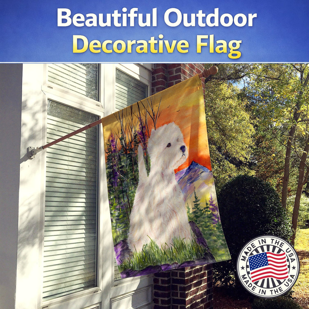 Westie House Flag 28x40 Porch Sleeve Pole Decorative Outside Yard Banner Artwork Wall Hanging, Polyester
