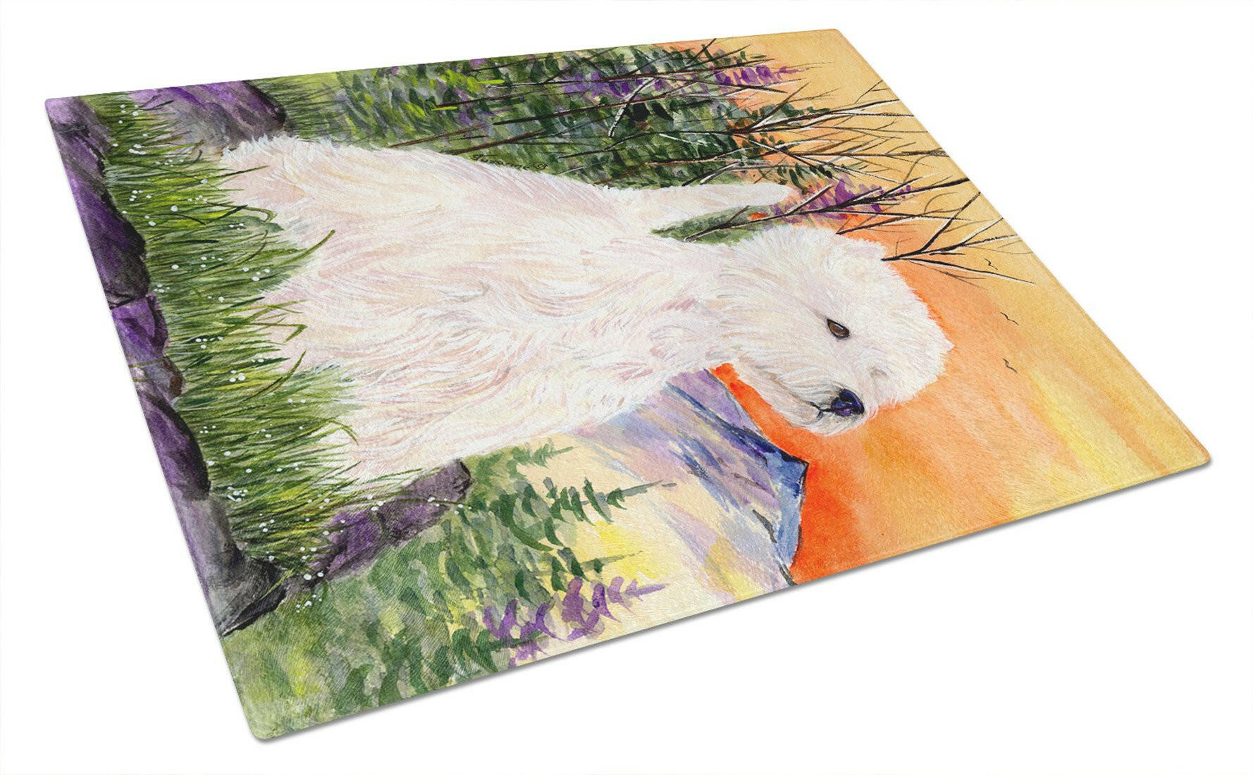 Westie Cutting Board Tempered Glass Kitchen Cutting Surface, Heat Resistant Chopping, Non-Slip Feet, Food Prep & Serving