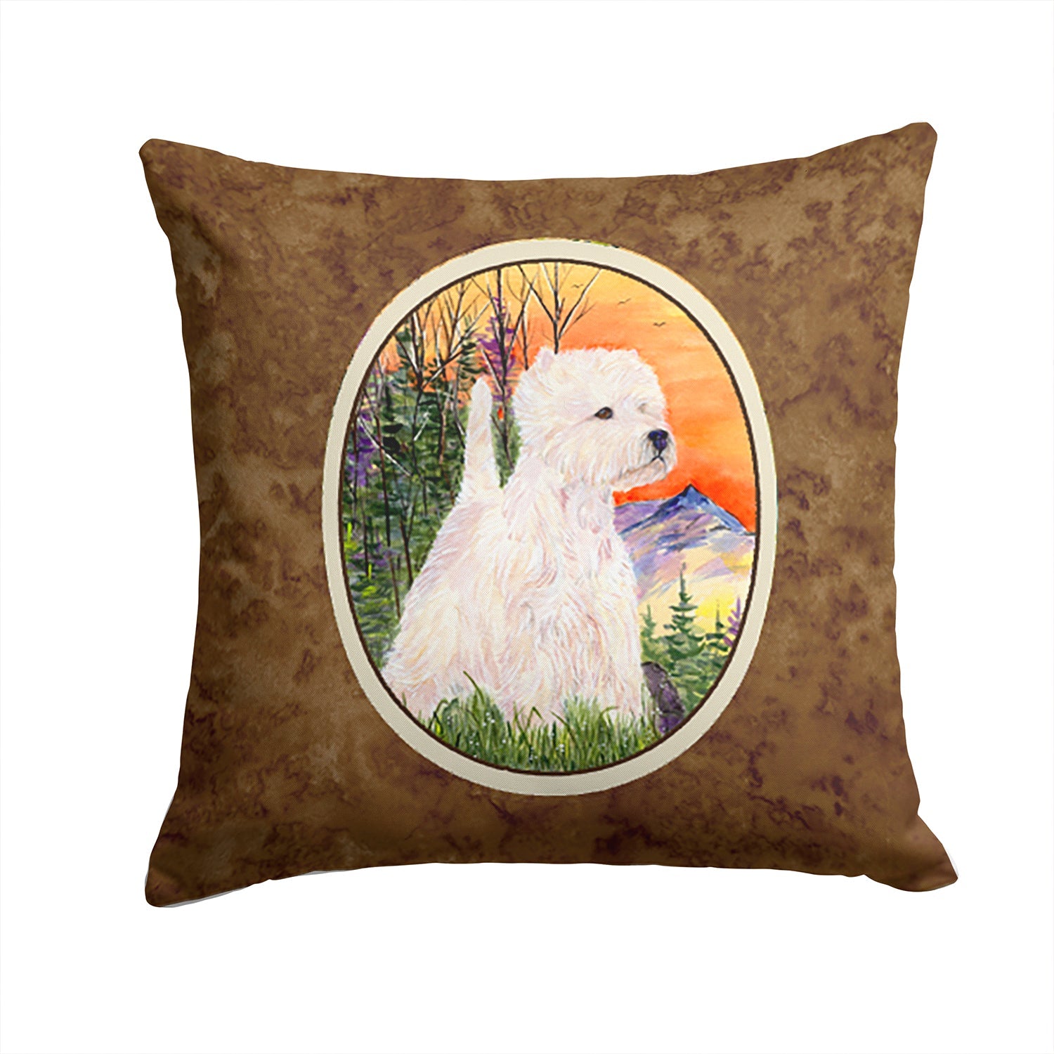 Westie Decorative Throw Pillow 14x14 Indoor Outdoor Accent Cushion, Fabric Cover with Insert for Sofa, Bed, Porch & Living Room