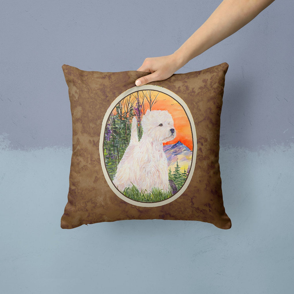 Westie Decorative Throw Pillow 14x14 Indoor Outdoor Accent Cushion, Fabric Cover with Insert for Sofa, Bed, Porch & Living Room