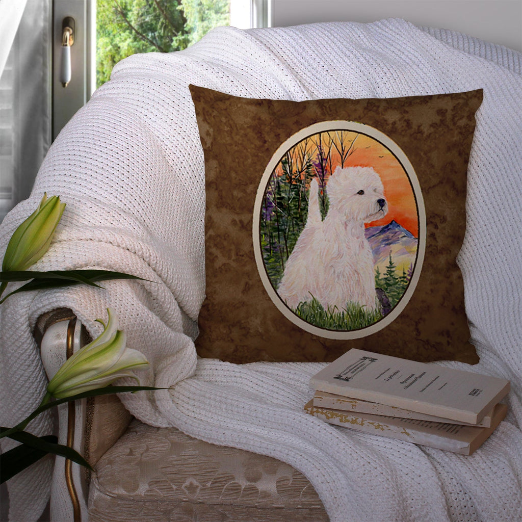 Westie Decorative Throw Pillow 14x14 Indoor Outdoor Accent Cushion, Fabric Cover with Insert for Sofa, Bed, Porch & Living Room