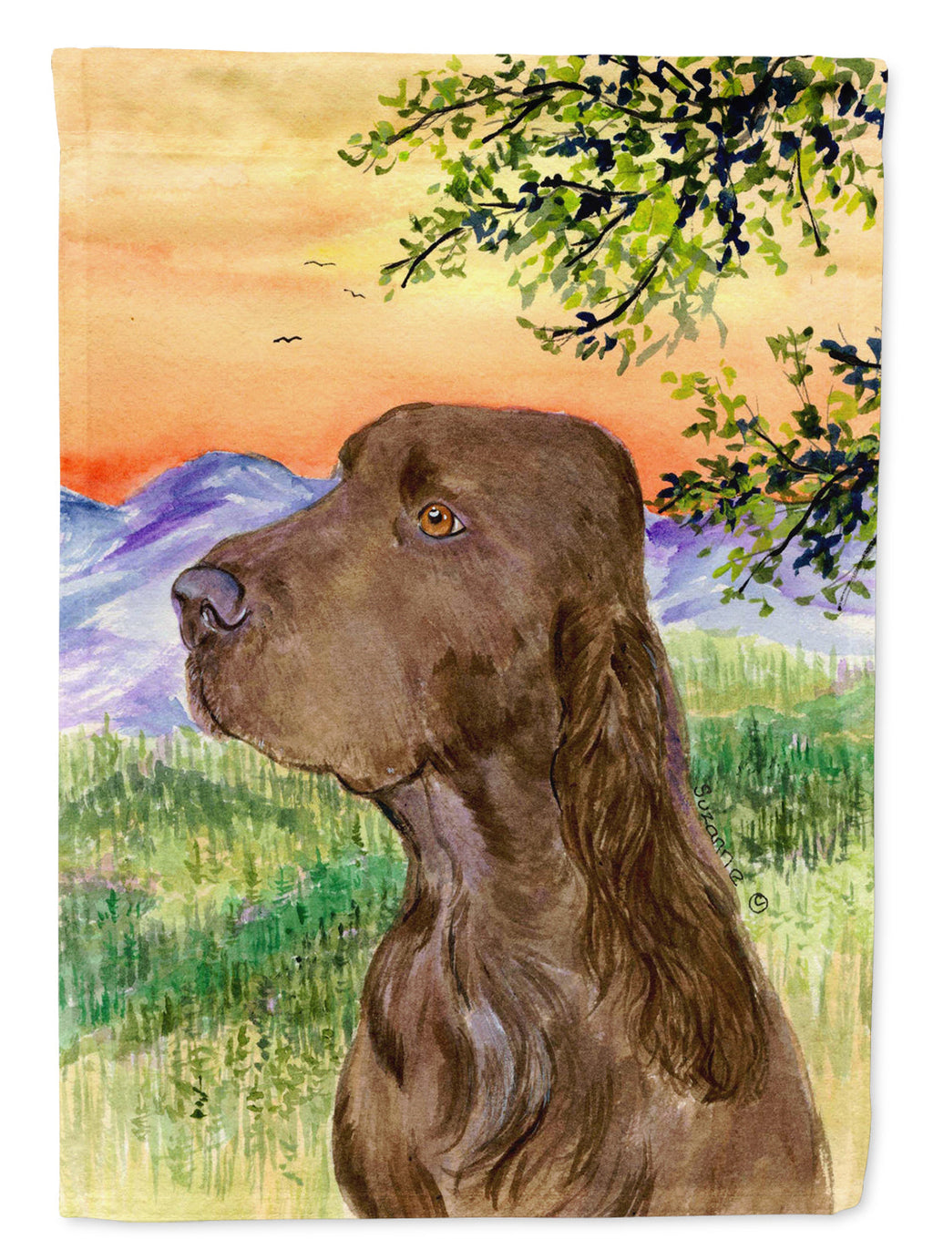 Field Spaniel House Flag 28x40 Porch Sleeve Pole Decorative Outside Yard Banner Artwork Wall Hanging, Polyester