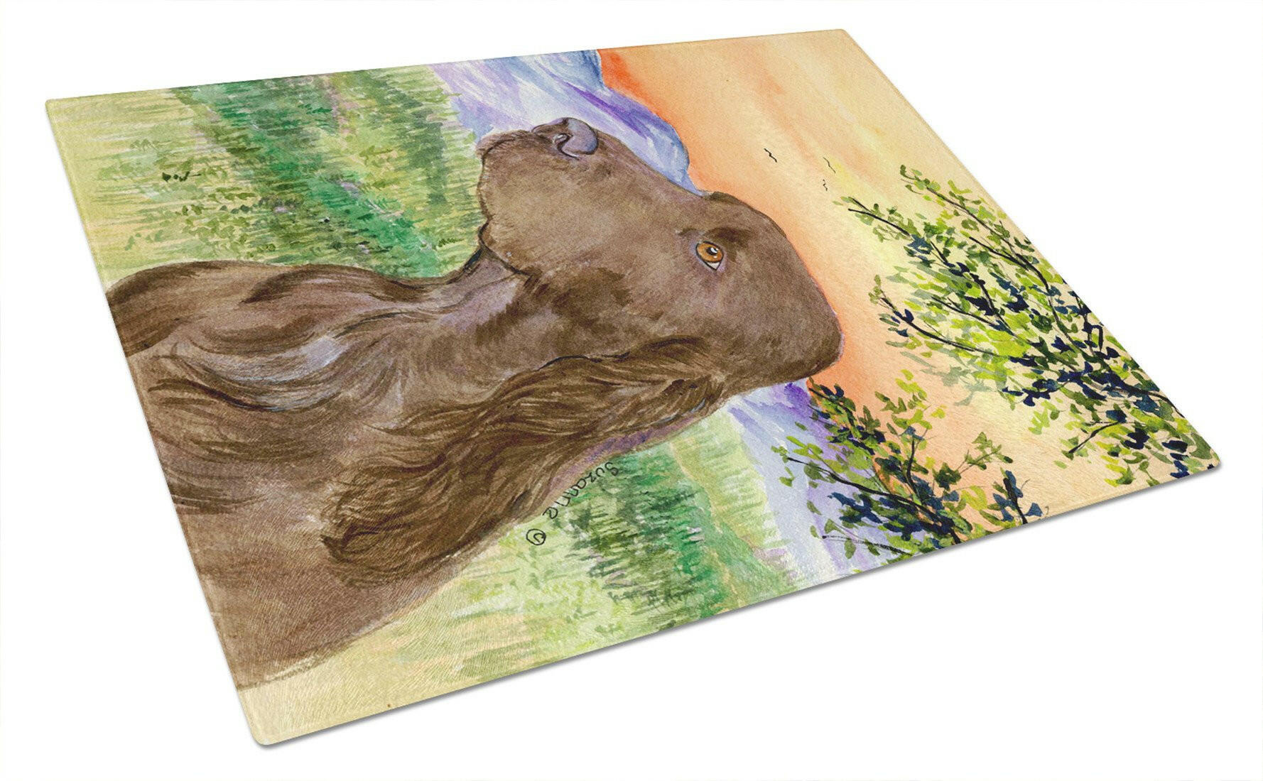 Field Spaniel Cutting Board Tempered Glass Kitchen Cutting Surface, Heat Resistant Chopping, Non-Slip Feet, Food Prep & Serving