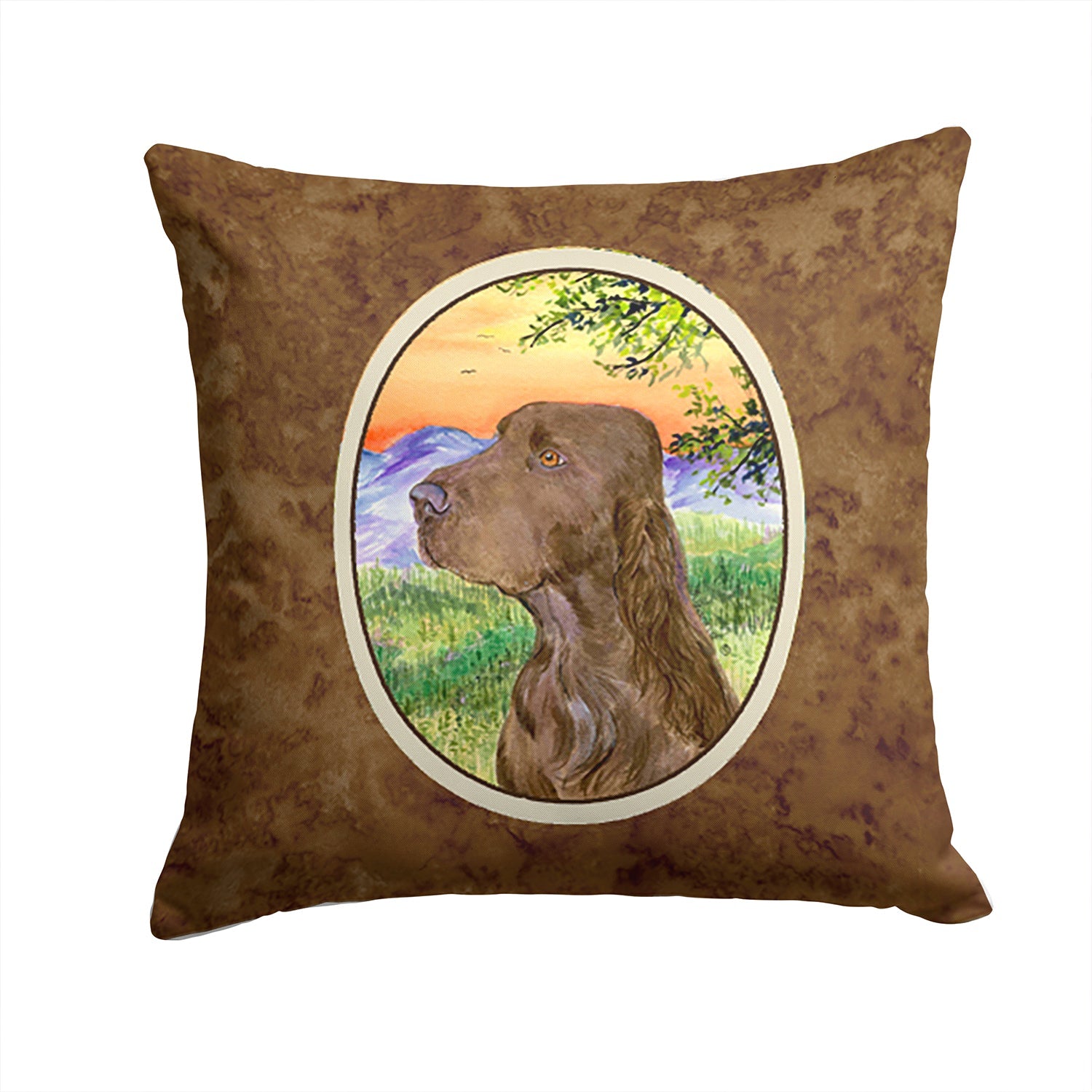 Field Spaniel Decorative Throw Pillow 14x14 Indoor Outdoor Accent Cushion, Fabric Cover with Insert for Sofa, Bed, Porch & Living Room