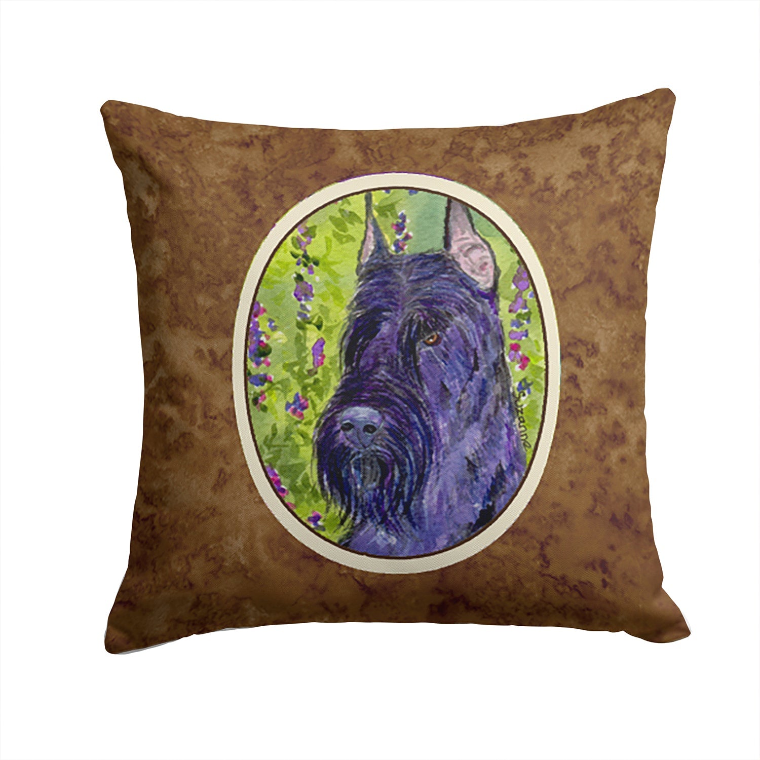 Scottish Terrier Decorative Throw Pillow 14x14 Indoor Outdoor Accent Cushion, Fabric Cover with Insert for Sofa, Bed, Porch & Living Room