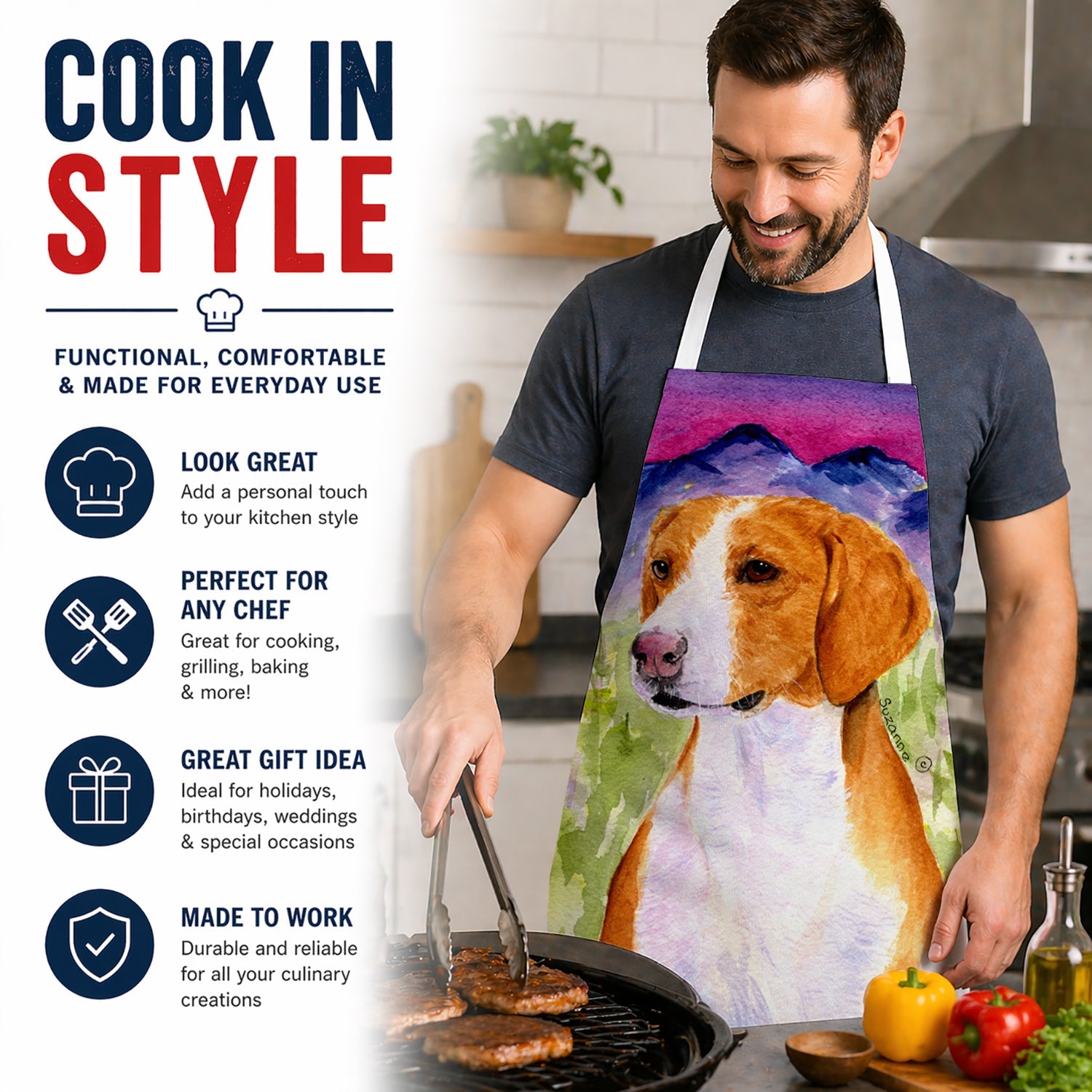 Drever Apron Cooking Kitchen Server Baking Crafts Gardening for Adult Women Men, Unisex, Large, Multicolor