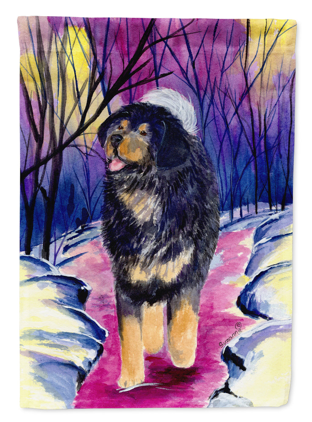 Tibetan Mastiff House Flag 28x40 Porch Sleeve Pole Decorative Outside Yard Banner Artwork Wall Hanging, Polyester
