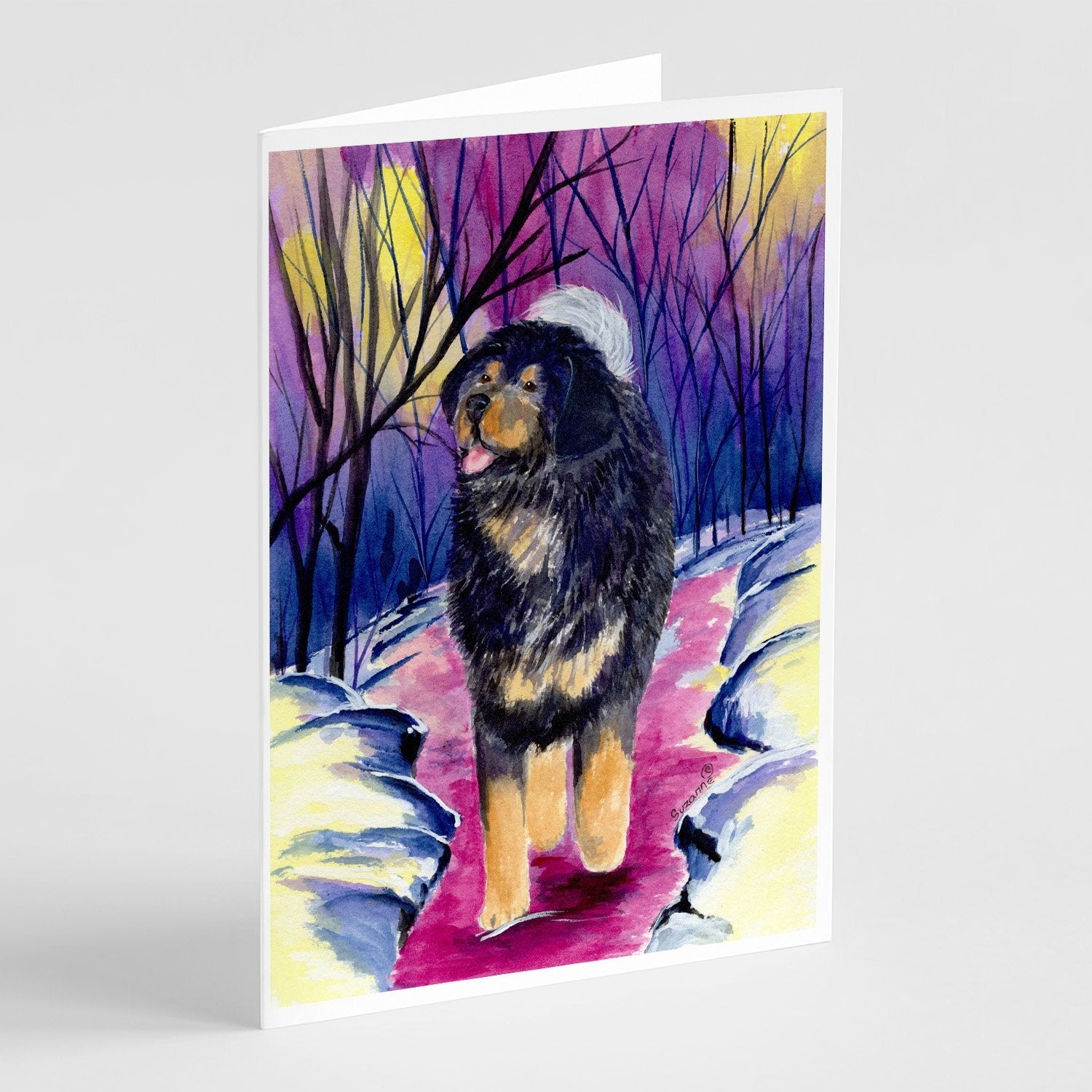 Tibetan Mastiff Greeting Cards Pack of 8 Blank Cards with Envelopes Whimsical A7 Size 5x7