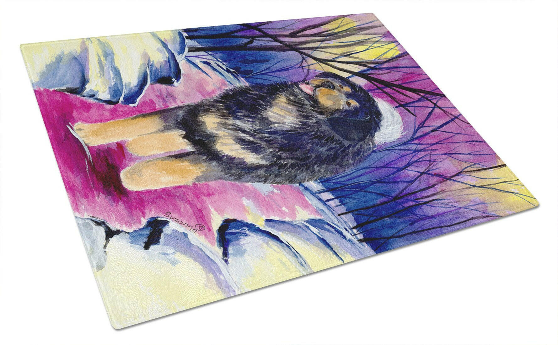Tibetan Mastiff Cutting Board Tempered Glass Kitchen Cutting Surface, Heat Resistant Chopping, Non-Slip Feet, Food Prep & Serving