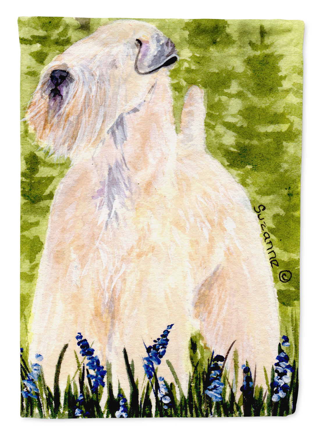 Wheaten Terrier Soft Coated House Flag 28x40 Porch Sleeve Pole Decorative Outside Yard Banner Artwork Wall Hanging, Polyester