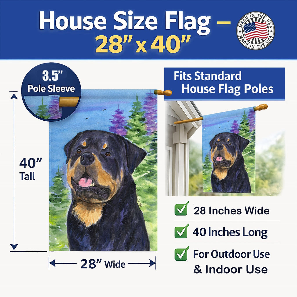 Rottweiler House Flag 28x40 Porch Sleeve Pole Decorative Outside Yard Banner Artwork Wall Hanging, Polyester