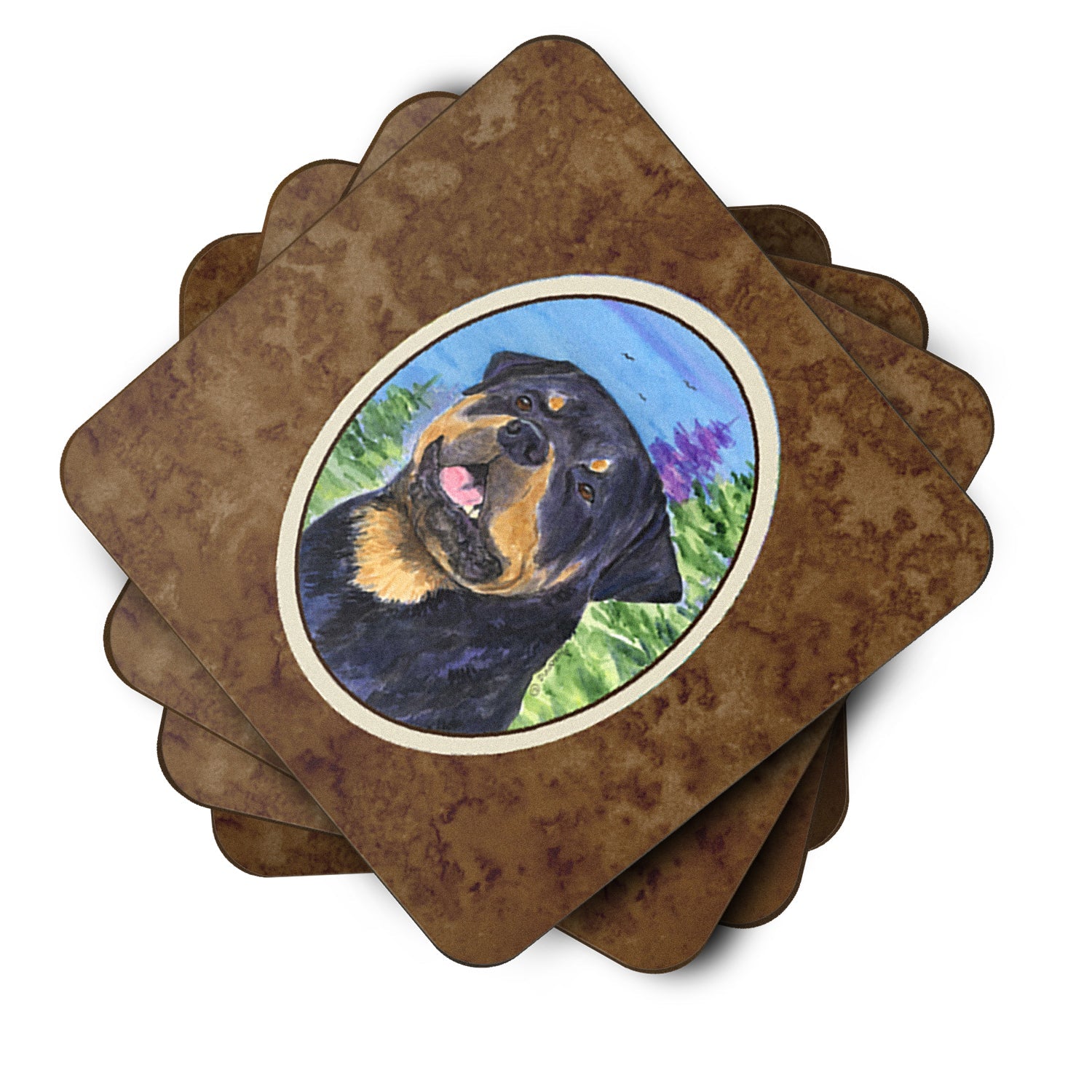 Rottweiler Foam Coasters Set of 4 Cup Coasters for Indoor Outdoor, Tabletop Protection, Anti Slip, Mouse pad Material