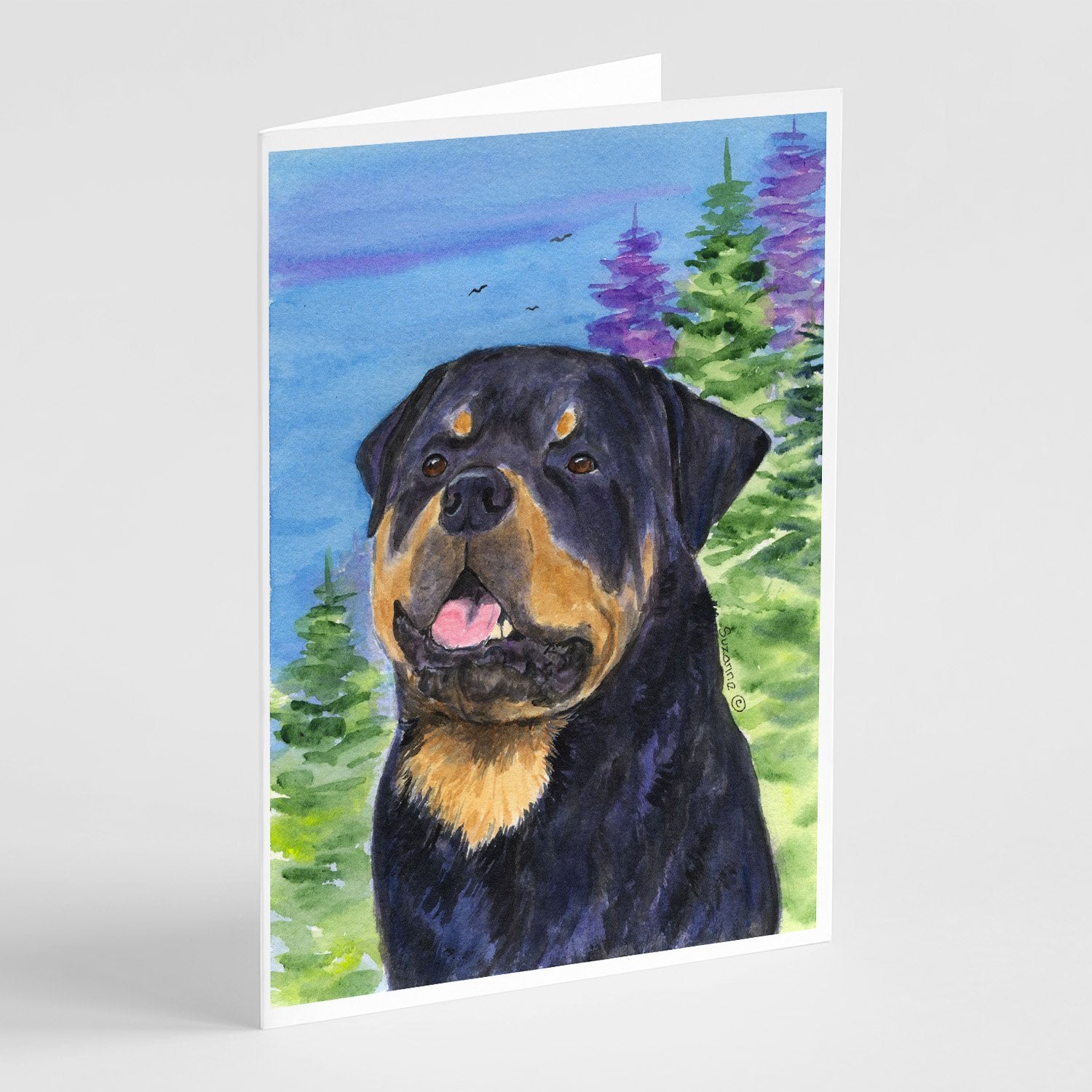 Rottweiler Greeting Cards Pack of 8 Blank Cards with Envelopes Whimsical A7 Size 5x7