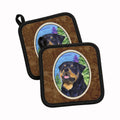 Rottweiler Pot Holder Set of 2 Heat Resistant Quilted Hot Pads 7.5 x 7.5 Inch, Insulated Kitchen Trivets for Cooking & Baking