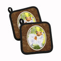 Papillon Pot Holder Set of 2 Heat Resistant Quilted Hot Pads 7.5 x 7.5 Inch, Insulated Kitchen Trivets for Cooking & Baking