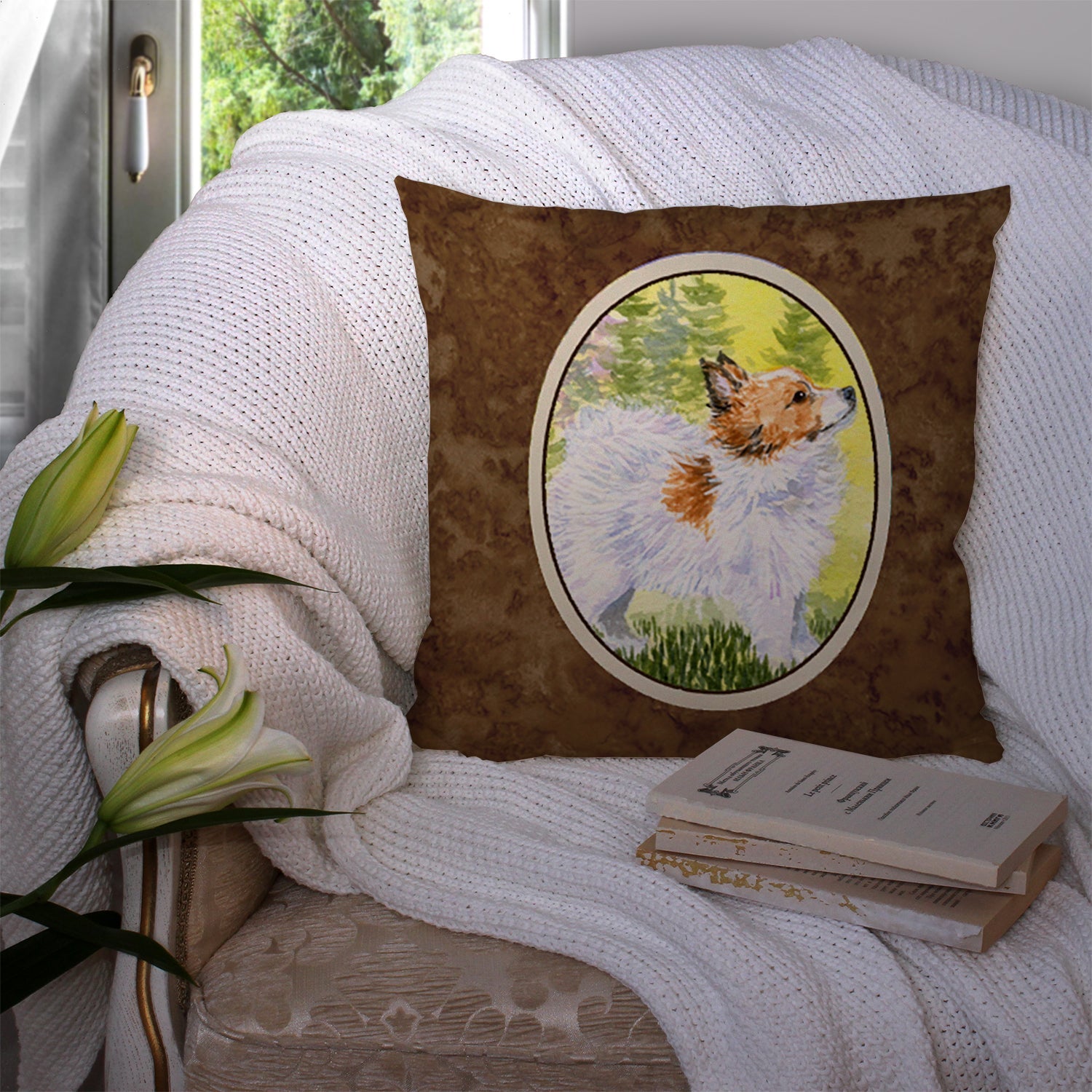 Papillon Decorative Throw Pillow 14x14 Indoor Outdoor Accent Cushion, Fabric Cover with Insert for Sofa, Bed, Porch & Living Room