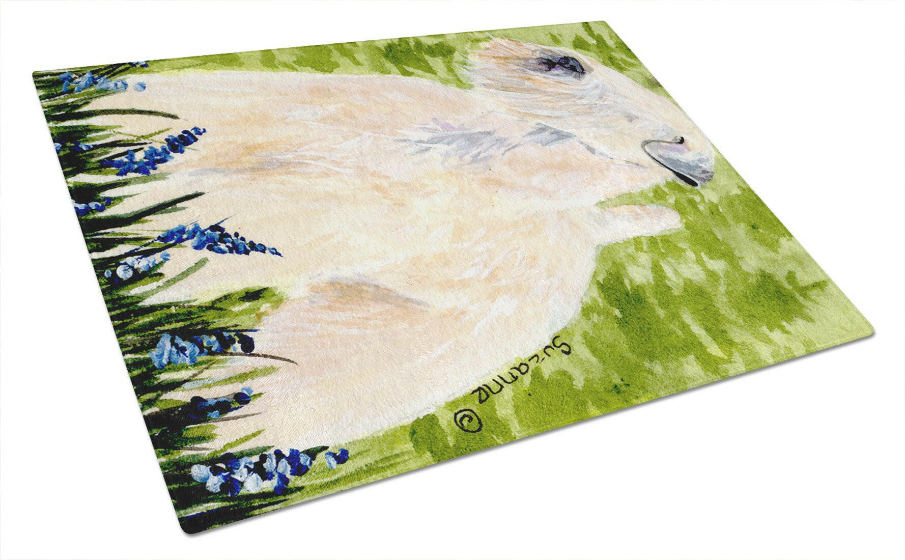 Wheaten Terrier Soft Coated Cutting Board Tempered Glass Kitchen Cutting Surface, Heat Resistant Chopping, Non-Slip Feet, Food Prep & Serving