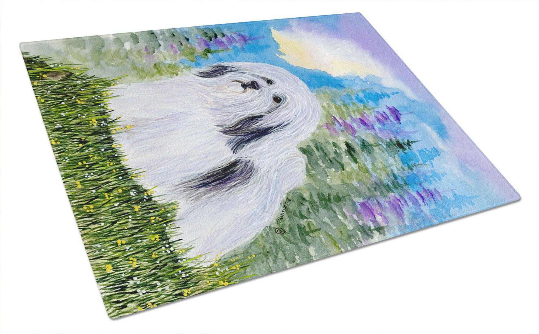 Havanese Cutting Board Tempered Glass Kitchen Cutting Surface, Heat Resistant Chopping, Non-Slip Feet, Food Prep & Serving