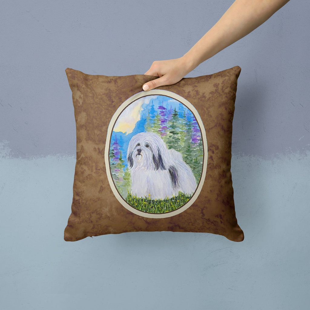 Havanese Decorative Throw Pillow 14x14 Indoor Outdoor Accent Cushion, Fabric Cover with Insert for Sofa, Bed, Porch & Living Room
